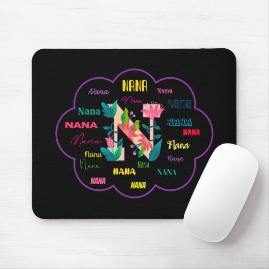 Nana Florales Blumenname Initiale Mousepad (Mit Mouse)