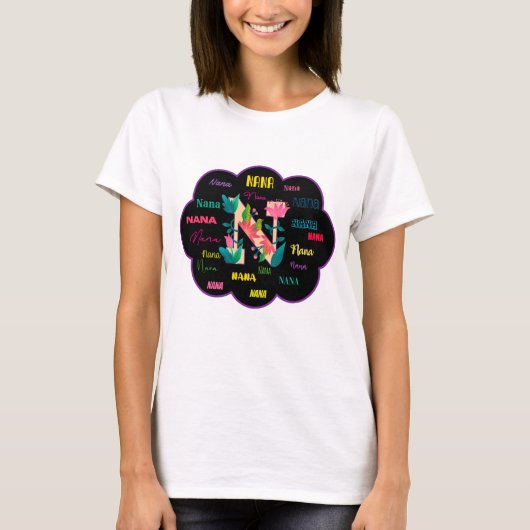 Nana Florales Blumenname Initiale T-Shirt (Vorderseite)