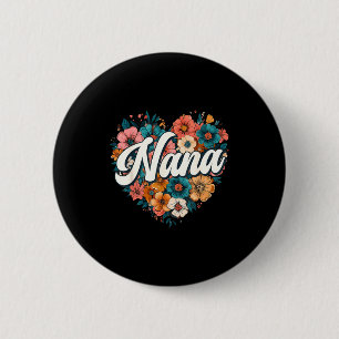 Nana florales Herz Blumen Muttertag vintage Retro Button