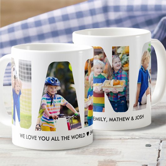 NANA Foto Collage Letter Cutout Grandkids Names Kaffeetasse