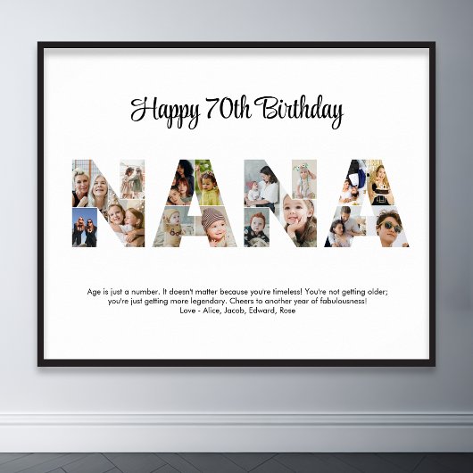 Nana Foto Collage Letter Cutout Oma Birthday Poster