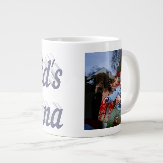 Nana Foto graue Text Mütter Day Jumbo-Tasse (Vorderseite Rechts)