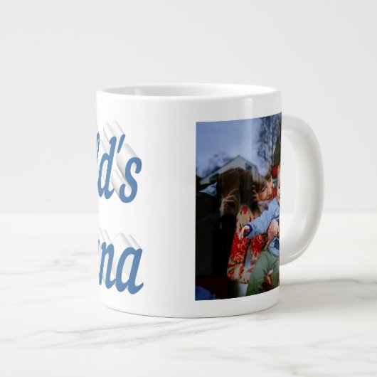 Nana Foto Sea Blue Text Mütter Day Jumbo-Tasse (Vorderseite Rechts)