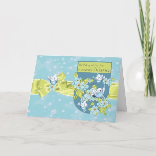 Nana, Geburtstagskarte mit Hübschen Vögeln Karte (Vorderseite)