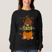 Nana gnome Thanksgiving pajamas Leopard Gnomes Fal Sweatshirt (Vorderseite)