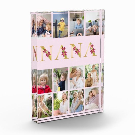 Nana Gold Floral Letters 12 Vertikale Foto Collage (Links)