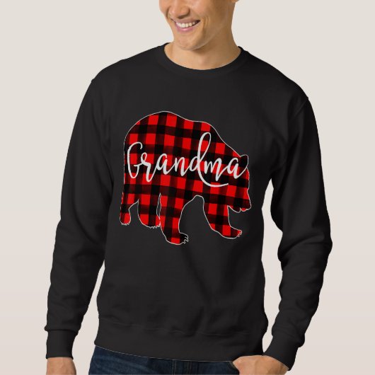 Nana Grandma Gingham Bear Einzigartige Tiermutter Sweatshirt (Vorderseite)