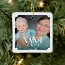 Nana Grandpa Jahr Etabliert 2 Foto Weihnachten Keramikornament