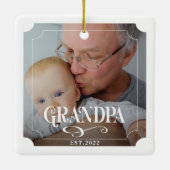 Nana Grandpa Jahr Etabliert 2 Foto Weihnachten Keramikornament (Rückseite)