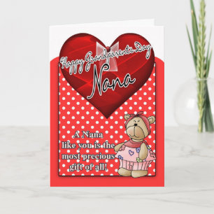 Nana Grandparents Day Card - Red And White Polka D Karte