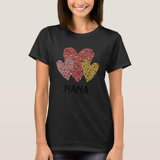 Nana Hearts Leopard Plaid Vlentines Day Boys Girls T-Shirt (Vorderseite)