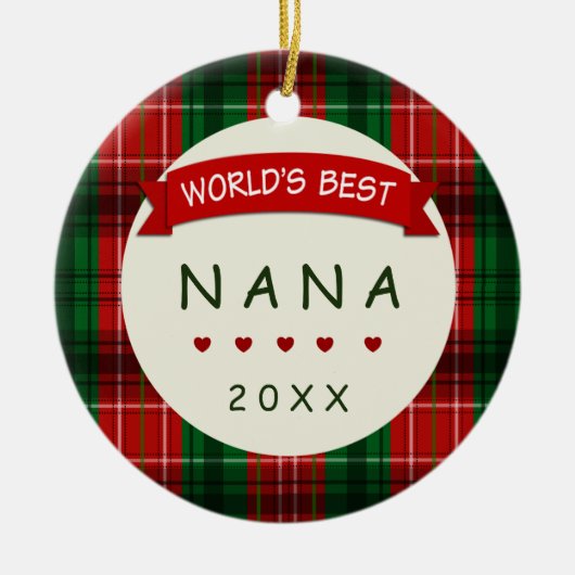 Nana Holiday Karierte Weihnachtsgeschenke Ornament (Vorne)