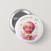 Nana | Hot Air Balloon Girl's Baby Shower Button (Vorne & Hinten)