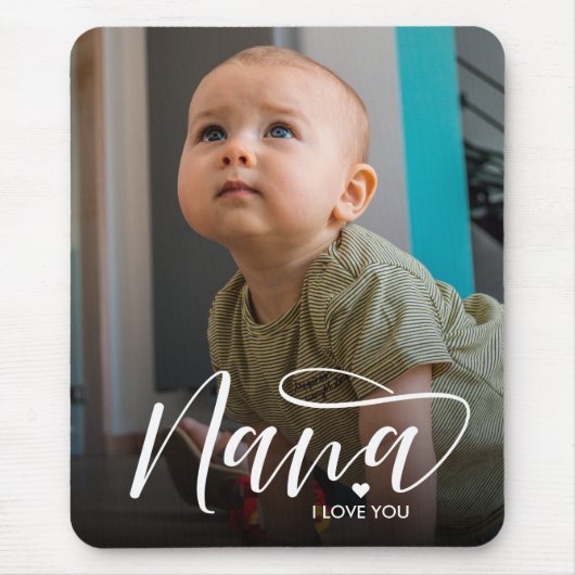 Nana I Liebe You Typografy Foto Mousepad (Vorne)
