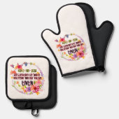 Nana Liebe sie verwischt sie Schnurrbart sie Ofenhandschuh & Topflappen-Set (Vorderseite/Rückseite)