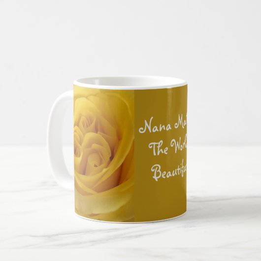 Nana macht Welt schöne Rose Gelbe Blume Kaffeetasse (Vorderseite Links)