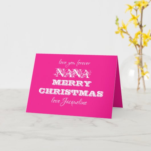 Nana Merry Weihnachtsname Personalisiert Niedlich  Karte (Gelbe Blume)