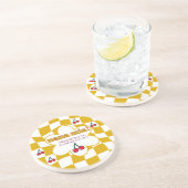 Nana Mia Retro Groovy Checkerboard and Cherry Getränkeuntersetzer (Seite)