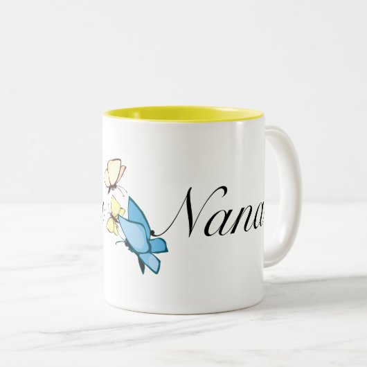 Nana mit Schmetterlingen T-Tasse Zweifarbige Tasse (VorderseiteRechts)