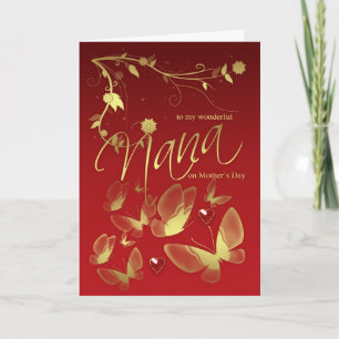 Nana Mother's Day Card Blume und Schmetterlinge Karte