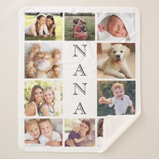 Nana Multi-Foto Collage Personalisiert Sherpadecke (Vorderseite)