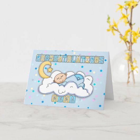 Nana New Baby Boy Glückwünsche Karte (Gelbe Blume)