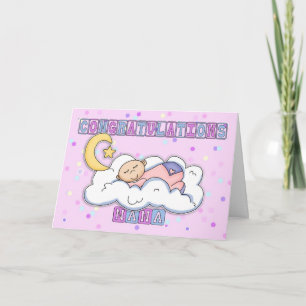 Nana New Baby Girl gratulieren Karte