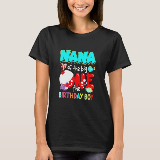 Nana of the Birthday Boy Birthday Fishing T-Shirt (Vorderseite)