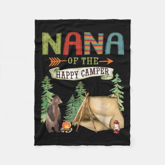 Nana Of The Happy Camper First Birthday Camng Fleecedecke (Vorderseite)