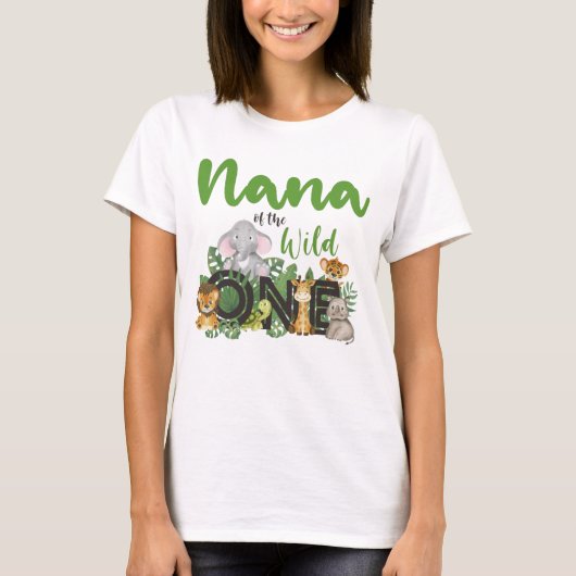 Nana of the Wild One Safari Animals T-Shirt (Vorderseite)