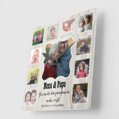 Nana Papa Beste Großeltern 11 Foto Collage Wood Quadratische Wanduhr (Winkel)