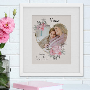 Nana Pink Blumenstrauß Foto Gold Rahmen Poster