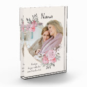 Nana Pink Floral Gold Geometrisches Herz geformt Fotoblock (Links)