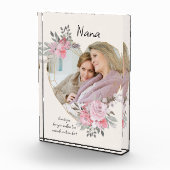 Nana Pink Floral Gold Geometrisches Herz geformt Fotoblock (Rechts)
