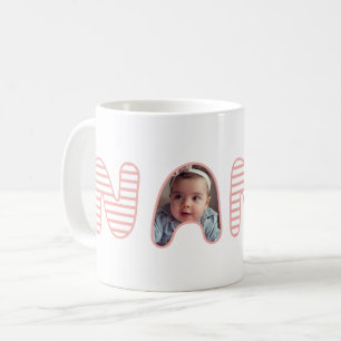 Nana Pink Stripe Blubble Lettern Foto Collage Kaffeetasse