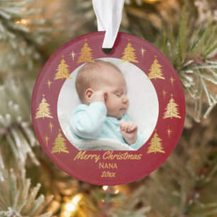 Nana Red and Gold Christmas Trees Foto Ornament