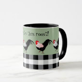 Nana Rule's the Roost Rooster Black White Name Tasse (VorderseiteRechts)
