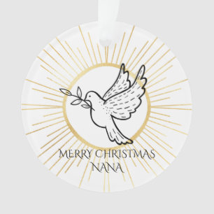 Nana Taube mit Olivenzweig Gold Weiß Weihnachten Ornament