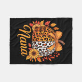 Nana Thanksgiving Leopard Pumpkin Sunflower Coquet Fleecedecke (Vorderseite (Horizontal))