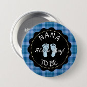 Nana to be Blue Kariert Baby Showknopf Button (Vorne & Hinten)