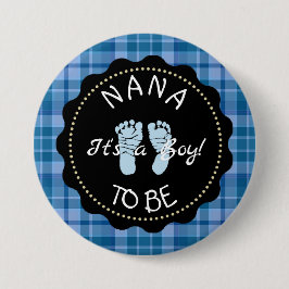 Nana to be Blue Kariert Baby Showknopf Button