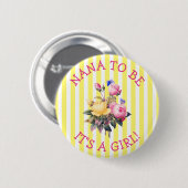 NANA to be Pink Floral Baby Shower Button (Vorne & Hinten)