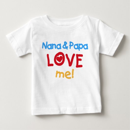 Nana- und Papa-Liebe ich Baby T-shirt (Vorderseite)