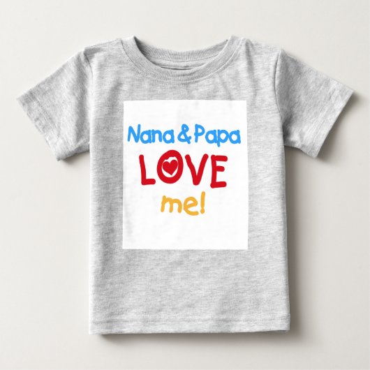 Nana- und Papa-Liebe ich Baby T-shirt (Vorderseite)