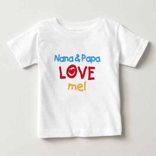 Nana- und Papa-Liebe ich Baby T-shirt (Vorderseite)
