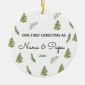 Nana und Papa Pine Bäume unsere ersten Weihnachten Keramik Ornament (Vorne)