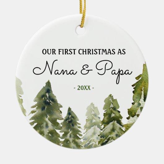 Nana und Papa Unsere ersten Weihnachten als Großel Keramik Ornament (Vorne)