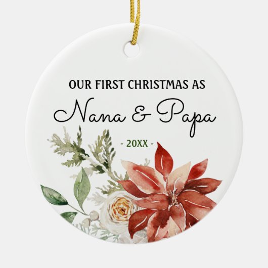 Nana und Papa Unsere ersten Weihnachten als Großel Keramik Ornament (Vorne)