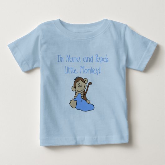 Nana und Papas Affe - Blaue Hemden und Geschenke Baby T-shirt (Vorderseite)