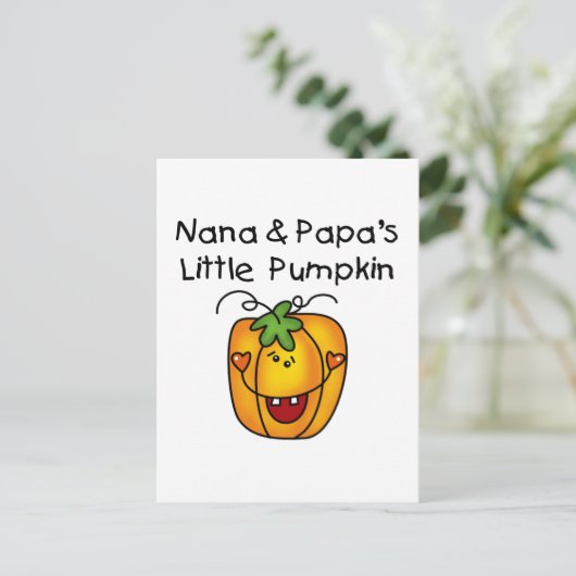 Nana und Papas kleine Kürbis-T - Shirt Postkarte (Stehend Vorderseite)